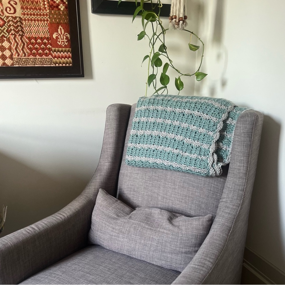 Homemade blue/grey baby blanket